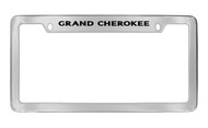 Jeep Grand Cherokee Chrome Plated Solid Brass Top Engraved License Plate Frame Holder with Black Imprint