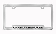 Jeep Grand Cherokee Chrome Plated Solid Brass Bottom Engraved License Plate Frame Holder with Black Imprint