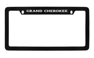 Jeep Grand Cherokee Black Coated Zinc Top Engraved License Plate Frame Holder with Silver Imprint