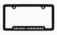 Jeep Grand Cherokee Black Coated Zinc Bottom Engraved License Plate Frame Holder with Silver Imprint
