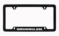 Jeep Wrangler Black Coated Zinc Bottom Engraved License Plate Frame Holder with Silver Imprint