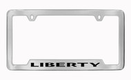 Jeep Liberty Chrome Plated Solid Brass Bottom Engraved License Plate Frame Holder with Black Imprint