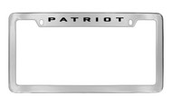 Jeep Patriot Chrome Plated Solid Brass Top Engraved License Plate Frame Holder with Black Imprint