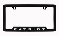 Jeep Patriot Black Coated Zinc Bottom Engraved License Plate Frame Holder with Silver Imprint