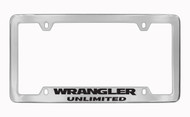 Jeep Wrangler Unlimited Chrome Plated Solid Brass Bottom Engraved License Plate Frame Holder with Black Imprint