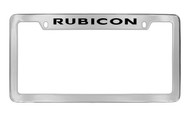 Jeep Rubicon Chrome Plated Solid Brass Top Engraved License Plate Frame Holder with Black Imprint