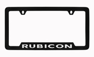 Jeep Rubicon Black Coated Zinc Bottom Engraved License Plate Frame Holder with Silver Imprint with Silver Imprint