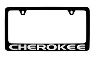 Jeep Cherokee Black Coated Zinc License Plate Frame Holder with Silver Imprint