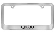 Infiniti Qx80 Chrome Plated Solid Brass License Plate Frame Holder with Black Imprint