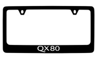 Infiniti Qx80 Black Coated Zinc License Plate Frame Holder with Silver Imprint