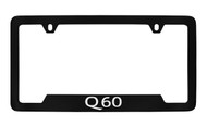 Infiniti Q60 Bottom Engraved Black Coated Zinc License Plate Frame Holder with Silver Imprint