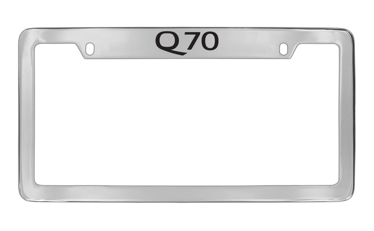 Infiniti Q70 Top Engraved Chrome Plated Solid Brass License Plate Frame  Holder with Black Imprint