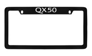 Infiniti Q70 Top Engraved Black Coated Zinc License Plate Frame Holder with Silver Imprint