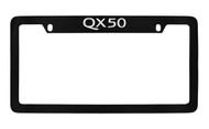 Infiniti Qx50 Top Engraved Black Coated Zinc License Plate Frame Holder with Silver Imprint
