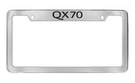 Infiniti Qx70 Bottom Engraved Chrome Plated Solid Brass License Plate Frame Holder with Black Imprint