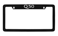 Infiniti Q50 Top Engraved Black Coated Zinc License Plate Frame Holder with Silver Imprint