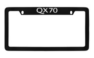 Infiniti Qx70 Top Engraved Black Coated Zinc License Plate Frame Holder with Silver Imprint