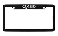 Infiniti Qx80 Top Engraved Black Coated Zinc License Plate Frame Holder with Silver Imprint