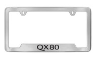 Infiniti Qx80 Bottom Engraved Chrome Plated Solid Brass License Plate Frame Holder with Black Imprint