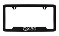 Infiniti Qx80 Bottom Engraved Black Coated Zinc License Plate Frame Holder with Silver Imprint
