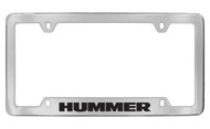 Hummer Universal Bottom Engraved Chrome Plated Solid Brass License Plate Frame Holder with Black Imprint