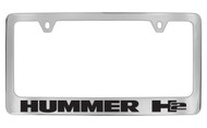Hummer H2 Chrome Plated Solid Brass License Plate Frame Holder with Black Imprint