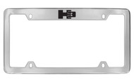 Hummer H3 Logo Only Top Engraved Chrome Plated Solid Brass License Plate Frame Holder with Black Imprint