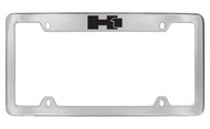 Hummer H1 Logo Only Top Engraved Chrome Plated Solid Brass License Plate Frame Holder with Black Imprint