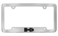 Hummer H1 Logo Only Bottom Engraved Chrome Plated Solid Brass License Plate Frame Holder with Black Imprint