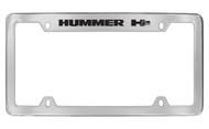 Hummer H2 Top Engraved Chrome Plated Solid Brass License Plate Frame Holder with Black Imprint