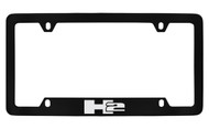 Hummer H2 Logo Only Bottom Engraved Black Coated Zinc License Plate Frame Holder with Silver Imprint