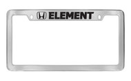 Honda Element with Logo Chrome Plated Solid Brass Top Engraved License Plate Frame Holder with Black Imprint