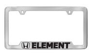 Honda Element with Logo Chrome Plated Solid Brass Bottom Engraved License Plate Frame Holder with Black Imprint