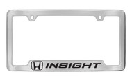 Honda Insight with Logo Chrome Plated Solid Brass Bottom Engraved License Plate Frame Holder with Black Imprint