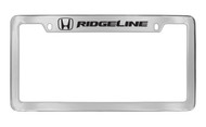 Honda Ridgeline with Logo Chrome Plated Solid Brass Top Engraved License Plate Frame Holder with Black Imprint