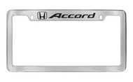 Honda Accrod with Logo Chrome Plated Zinc Top Engraved License Plate Frame Holder with Black Imprint