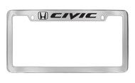 Honda Civic with Logo Chrome Plated Zinc Top Engraved License Plate Frame Holder with Black Imprint