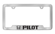 Honda Pilot with Logo Chrome Plated Zinc Bottom Engraved License Plate Frame Holder with Black Imprint