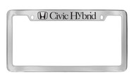 Honda Civic Hybrid with Logo Chrome Plated Zinc Top Engraved License Plate Frame Holder with Black Imprint