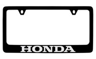 Honda Black Coated Zinc License Plate Frame Holder with Silver Imprint (HOZA6)