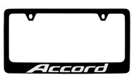 Honda Accord Black Coated Zinc License Plate Frame Holder with Silver Imprint