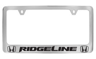 Honda Ridgeline with Dual Logos Chrome Plated Zinc License Plate Frame Holder with Black Imprint