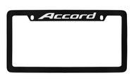 Honda Accord Top Engraved Black Coated Zinc License Plate Frame Holder with Silver Imprint