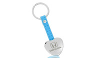 Honda Heart Shaped Keychain with Baby Blue Leather Strap In a Black Gift Box