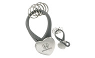 Honda Nickel Plated Heart Shaped Grey Pvc Key Holder with 5 Rings In a Black Gift Box
