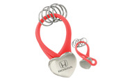 Honda Nickel Plated Heart Shaped Red Pvc Key Holder with 5 Rings In a Black Gift Box