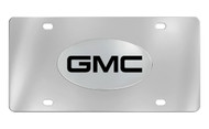 GMC Wordmark Chrome Plated Solid Brass Emblem with Black Text Attached To a Stainless Steel Plate