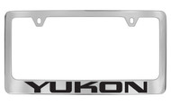 GMC Yukon Chrome Plated Solid Brass License Plate Frame Holder with Black Imprint
