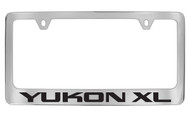 GMC Yukon Xl Chrome Plated Solid Brass License Plate Frame Holder with Black Imprint