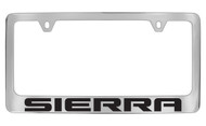 GMC Sierra Chrome Plated Solid Brass License Plate Frame Holder with Black Imprint